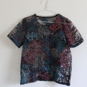 Zara Embroidered Mesh Top